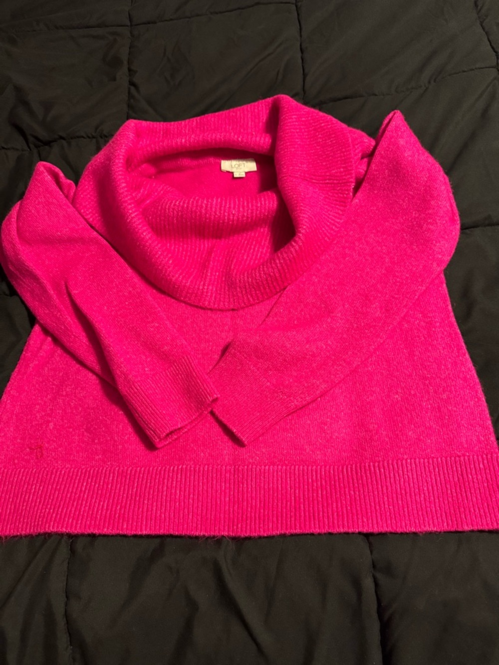 LOFT Bright Hot Pink Cowl Neck Sweater